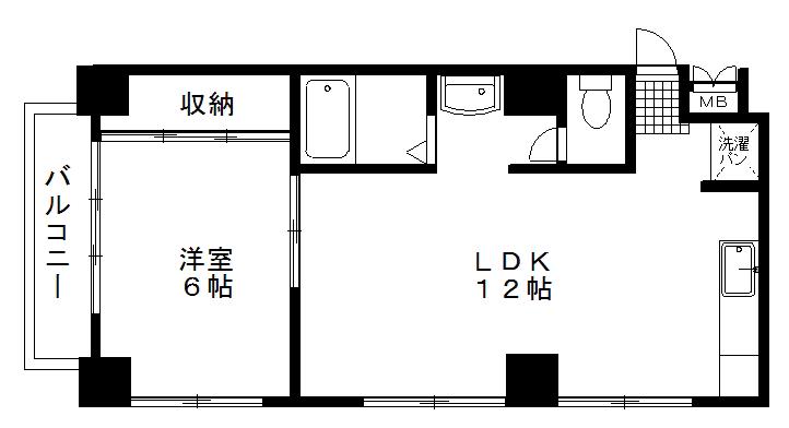 パールハイツ山手(1LDK/3階)の間取り写真
