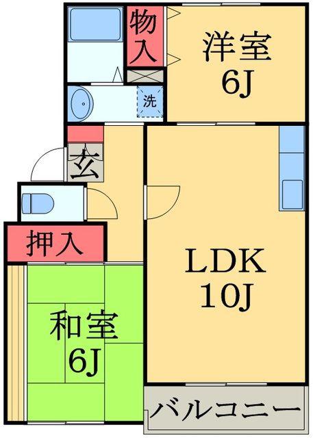 カーサみつわ台E(2LDK/3階)の間取り写真