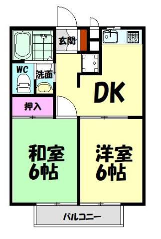 エステートピアサンピース(2DK/1階)の間取り写真
