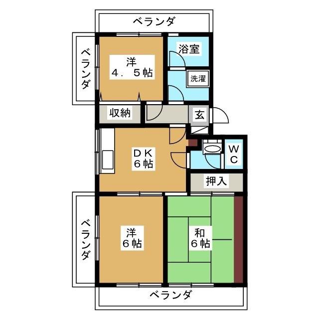 ルーインズガーデン(3DK/1階)の間取り写真