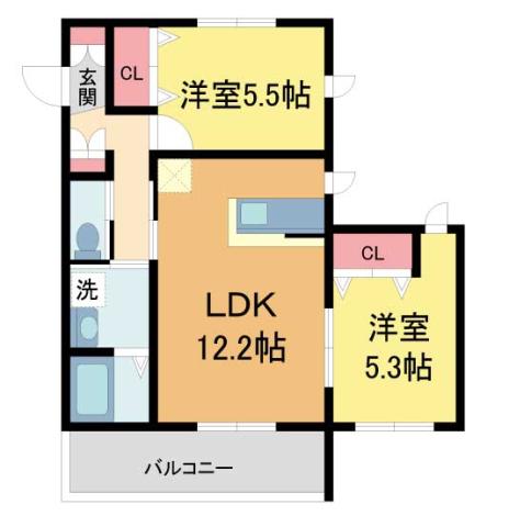サン・レジーナ(2LDK/3階)の間取り写真