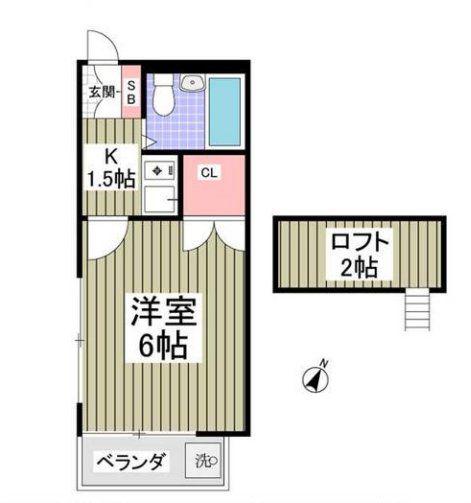 リブレス清瀬(1K/2階)の間取り写真