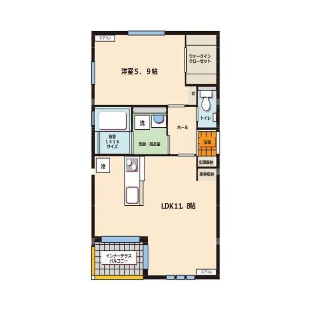 ハイムスクエア石巻双葉3番館(1LDK/1階)の間取り写真