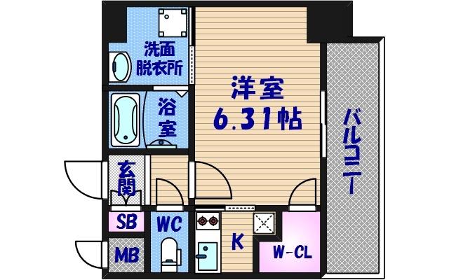 エスリード阿波座レジデンス(1K/6階)の間取り写真