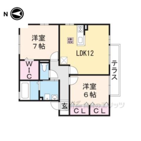 リビングタウン水口E棟(2LDK/1階)の間取り写真