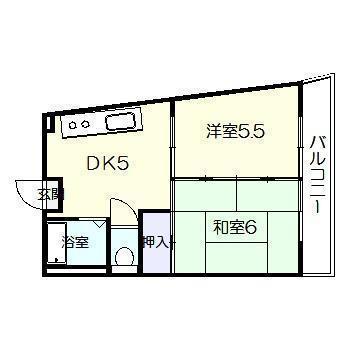 かがみマンション(2DK/4階)の間取り写真