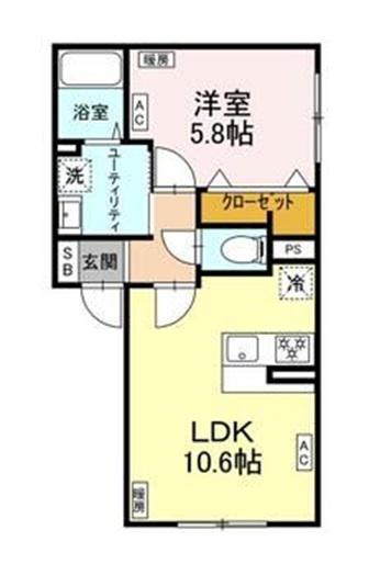 FIRST SKY G(1LDK/1階)の間取り写真