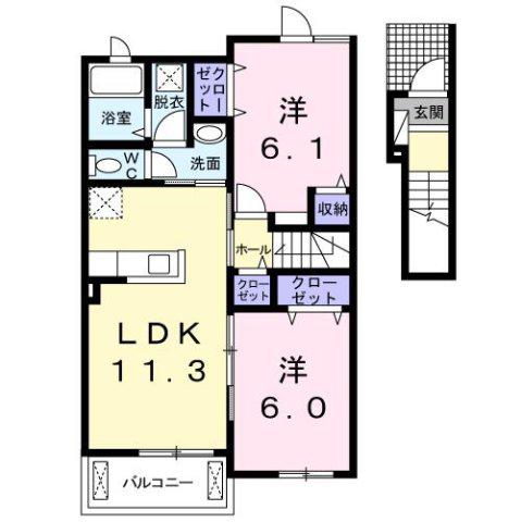 シエル・エトワレIII(2LDK/2階)の間取り写真