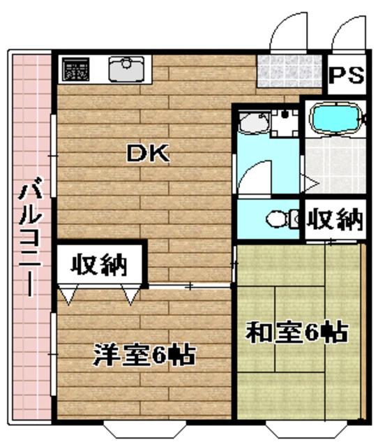 大塚チェリーハイツ12(2DK/3階)の間取り写真