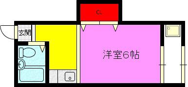 岡田コーポ(ワンルーム/1階)の間取り写真