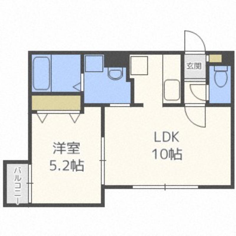 サンライン山鼻(1LDK/1階)の間取り写真