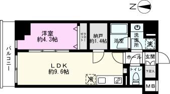 アイル プレミアム東京西新井(1SLDK/10階)の間取り写真