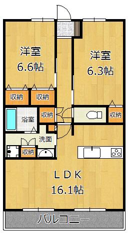 パルケ・マニフィーク(2LDK/2階)の間取り写真
