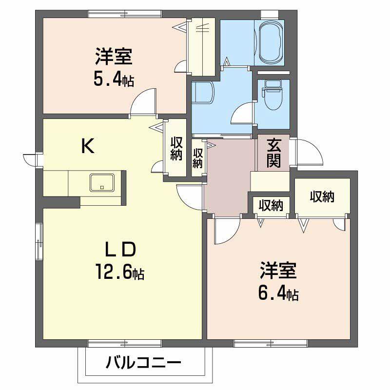 シャーメゾン恵(2LDK/1階)の間取り写真