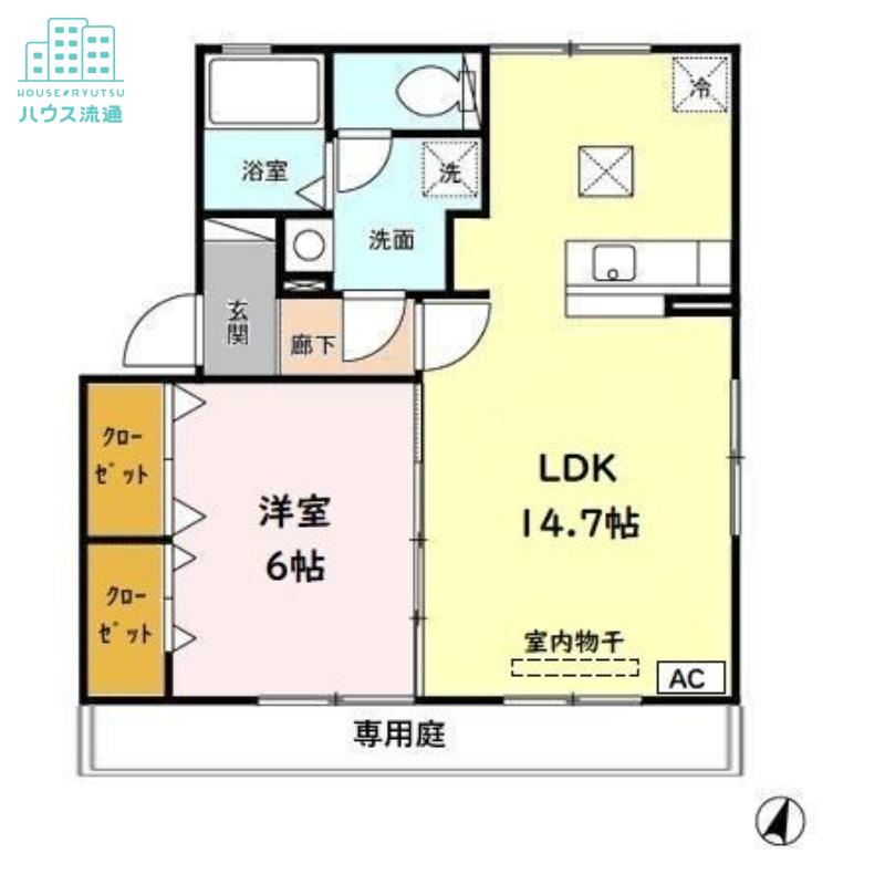 フレンドリースクエア桜C棟(1LDK/1階)の間取り写真