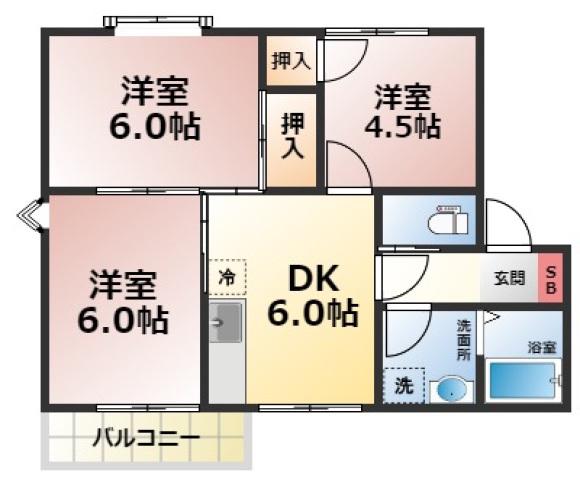 グリーンハウス(3DK/2階)の間取り写真