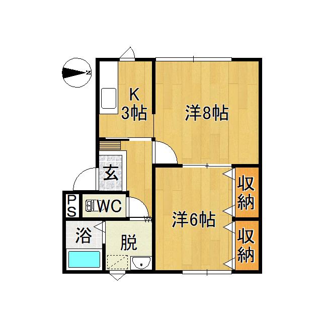 城東ハウス(2K/1階)の間取り写真