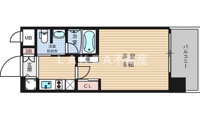 エスライズ北堀江スワン(1K/6階)の間取り写真