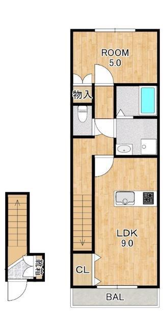 フォレスト矢倉(1LDK/2階)の間取り写真