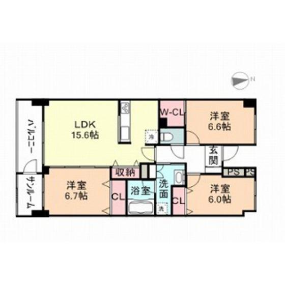 シェモア丸の内(3LDK/1階)の間取り写真