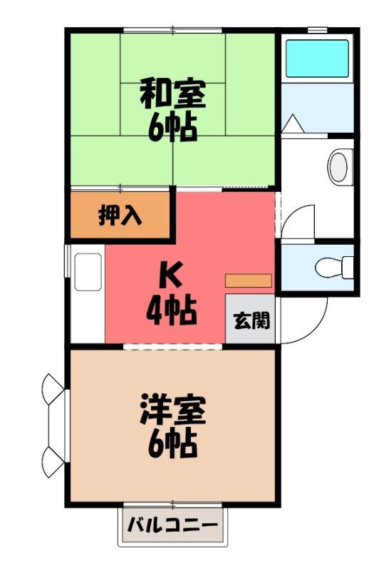 フローラルハイツ(2K/2階)の間取り写真