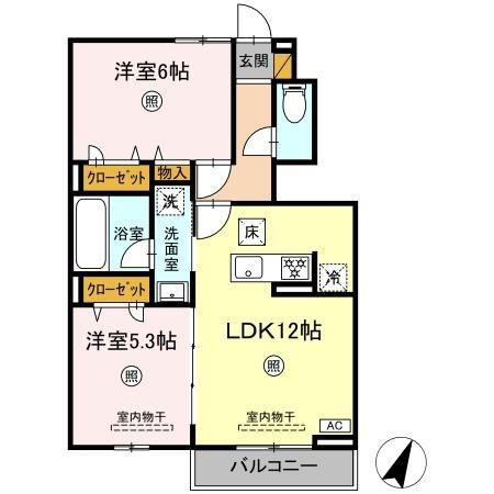 ORTO SOLE(2LDK/1階)の間取り写真