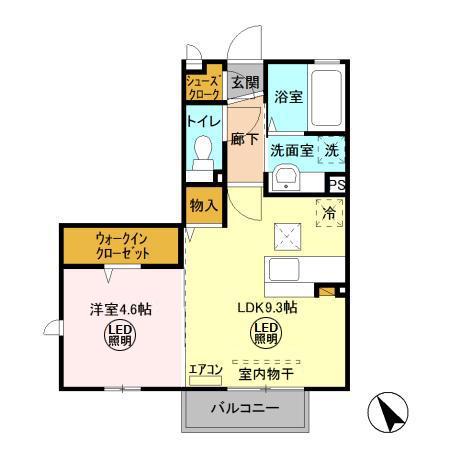 グランシャリオII(1LDK/1階)の間取り写真