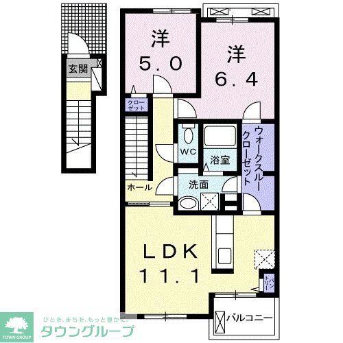エルア カパルA(2LDK/2階)の間取り写真