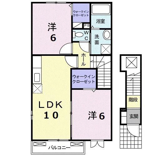 サザンヒルズ(2LDK/2階)の間取り写真