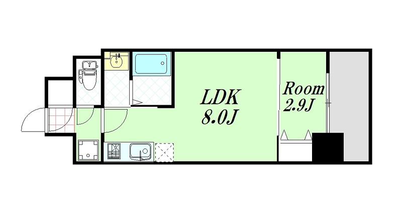 プライムアーバン南森町(1LDK/5階)の間取り写真