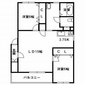 グランデ17(2LDK/2階)の間取り写真