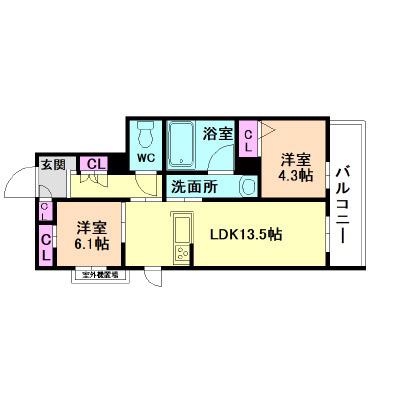 ラ メゾン デ プレズィール(2LDK/3階)の間取り写真