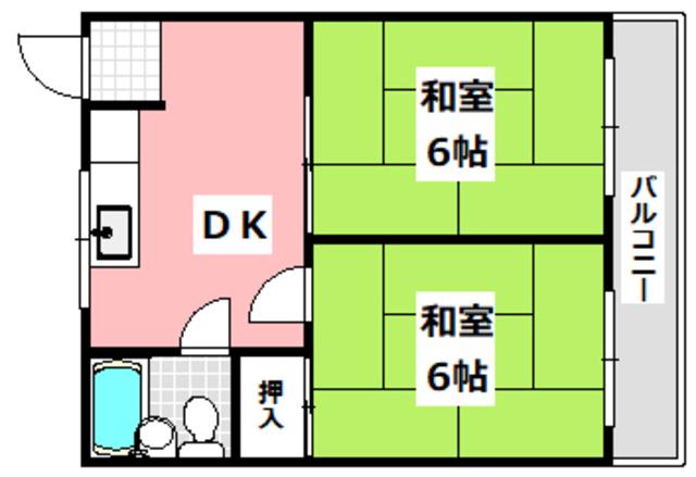 プレアール摂津鳥飼II(2DK/2階)の間取り写真
