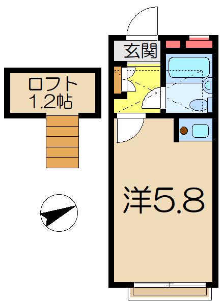 スカイピア弘明寺(ワンルーム/2階)の間取り写真