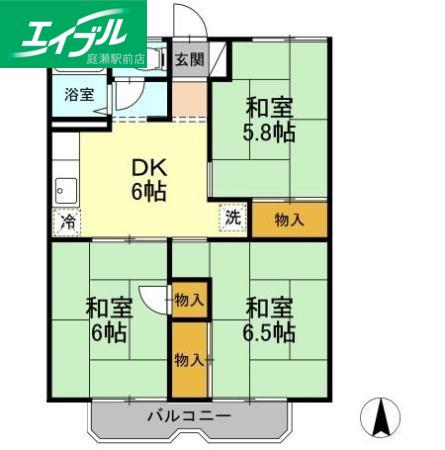 パレーシャル小原(3DK/2階)の間取り写真
