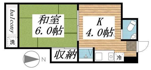 北浦ビル(1K/2階)の間取り写真