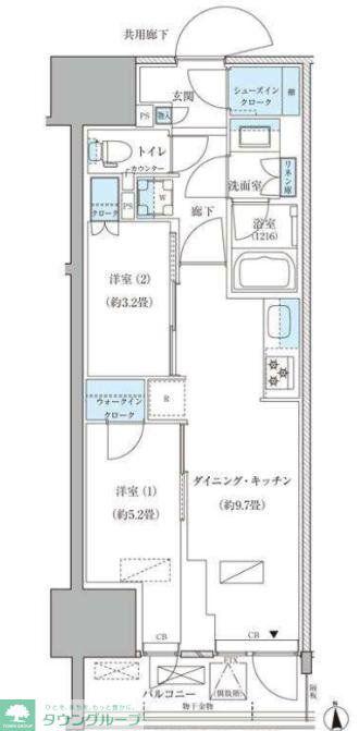 パークアクシス品川天王洲アイル(2DK/13階)の間取り写真