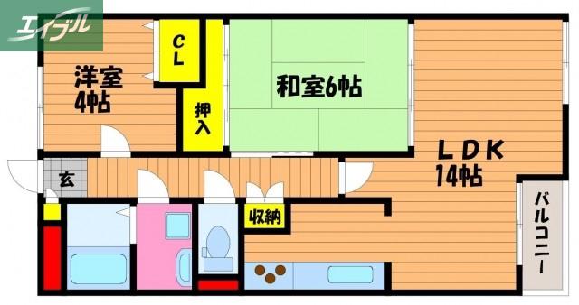 ヴィラ・ノーバ(2LDK/5階)の間取り写真