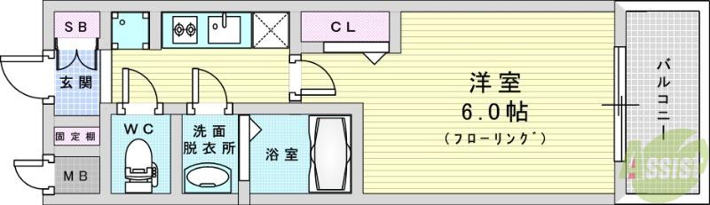 プレサンス塚本ベラビィ(1K/4階)の間取り写真