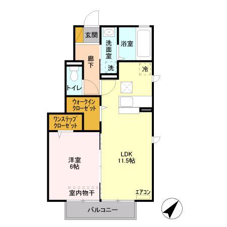 ローズヒル(1LDK/1階)の間取り写真