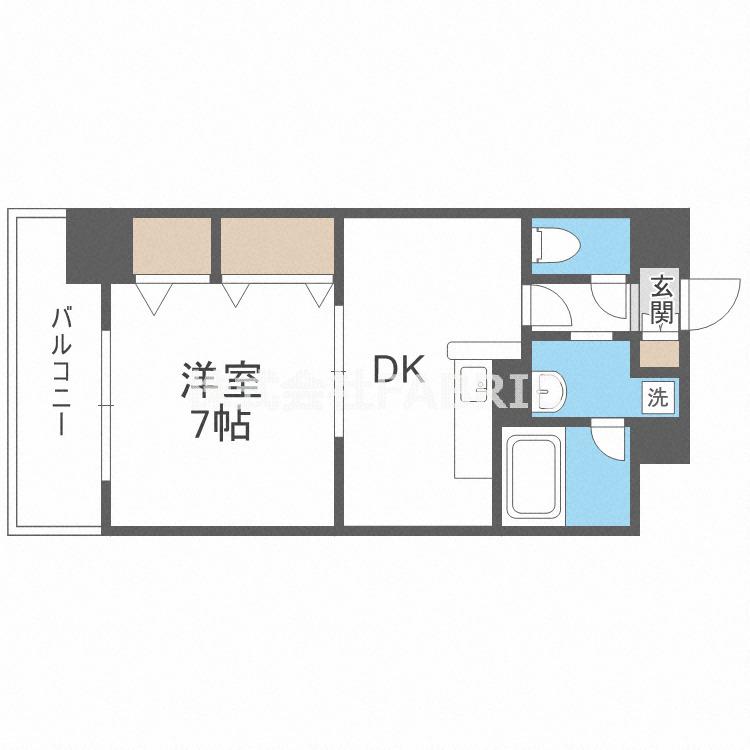 CITY SPIRE難波南(1DK/7階)の間取り写真