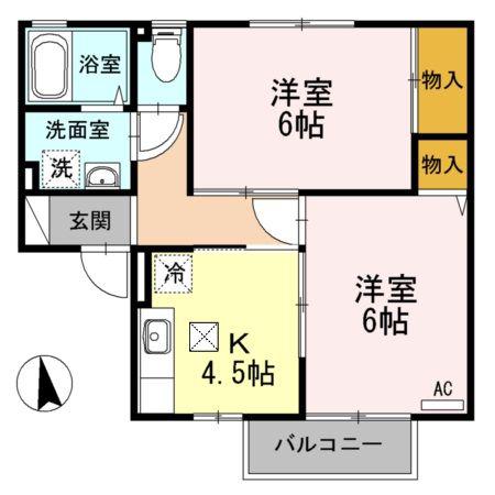 ボナール・ナカザワ B(2K/1階)の間取り写真