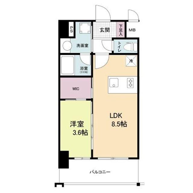 リヴェント福島(1LDK/12階)の間取り写真