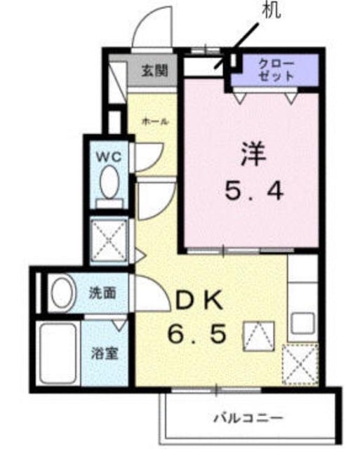 フェリシオフリーデ(1DK/1階)の間取り写真