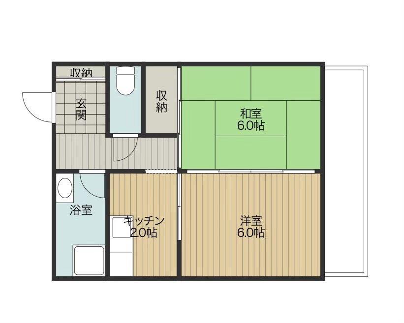 鹿児島市電唐湊線 天文館通駅 徒歩7分 4階建 築53年(2K/4階)の間取り写真