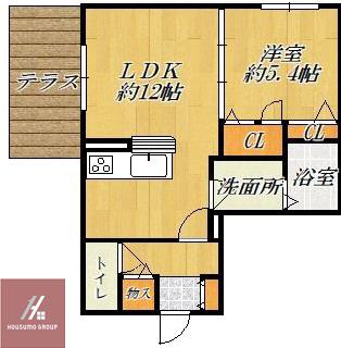 シャーメゾンアサネ(1LDK/1階)の間取り写真