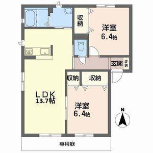 CASA BELLA NOZATO C棟(2LDK/1階)の間取り写真