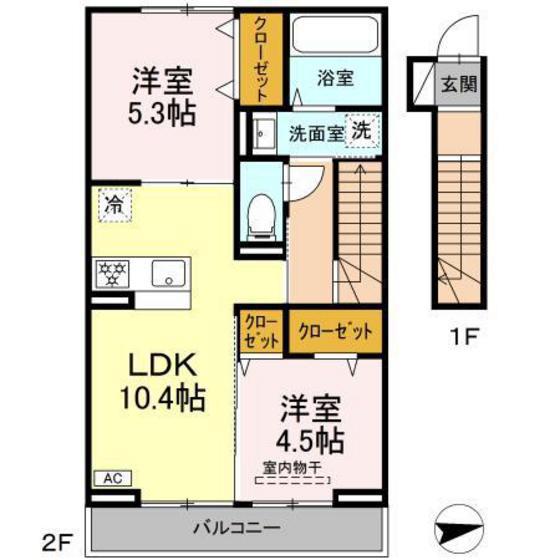 アルカンシェル(2LDK/2階)の間取り写真