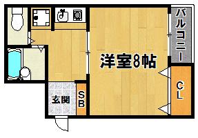 ハイツリリーフ(1K/2階)の間取り写真