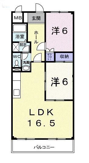 メルヴェイユ羽沢(2LDK/1階)の間取り写真